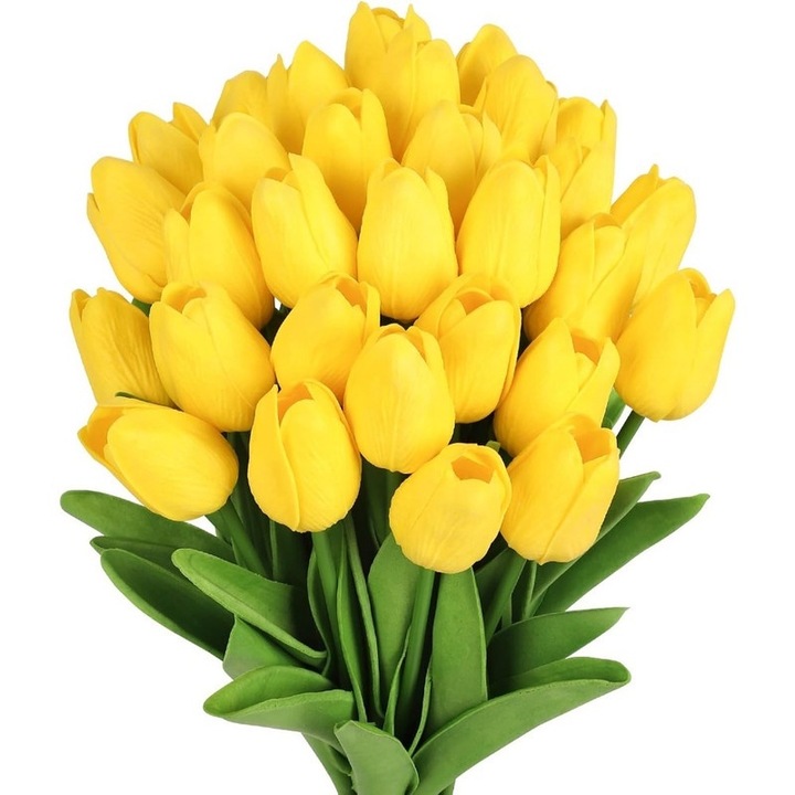 30 db-os műtulipán szett, Ronyes, műanyag/poliuretán, 34 cm, sárga