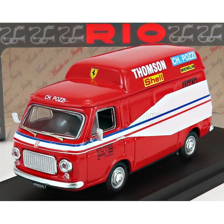 Automacheta Fiat 238 Van Assistenza Corse Ferrari Ch Pozzi 24h Le Mans 1978, Rio, fém, piros/fehér