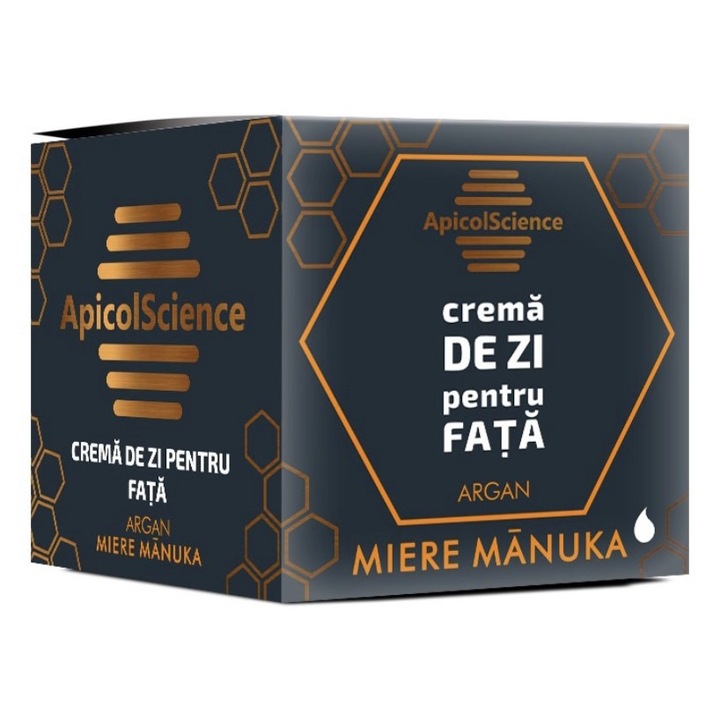 Crema hidratanta de zi pentru fata cu miere manuka si argan 50 ml, ApicolScience