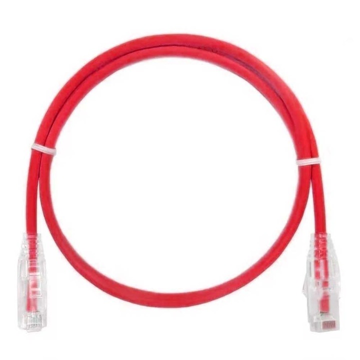 Cablu CAT 6A Slim UTP, 4PR/28AWG Pure Cooper, Patchcord, 5 feet, 150 cm, Rosu, Dalimag