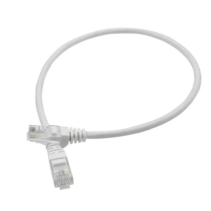 Cablu CAT, Slim UTP, 6A 4PR/28AWG Pure Cooper, Patchcord, 8 inch, 20 cm, Alb, Dalimag