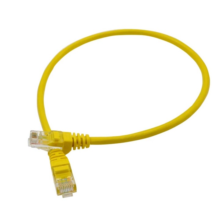Патчкорд мрежов CAT 6A UTP Slim, 100% мед, 4PR/28AWG, 20 см, 8 инча, Жълт, Dalimag