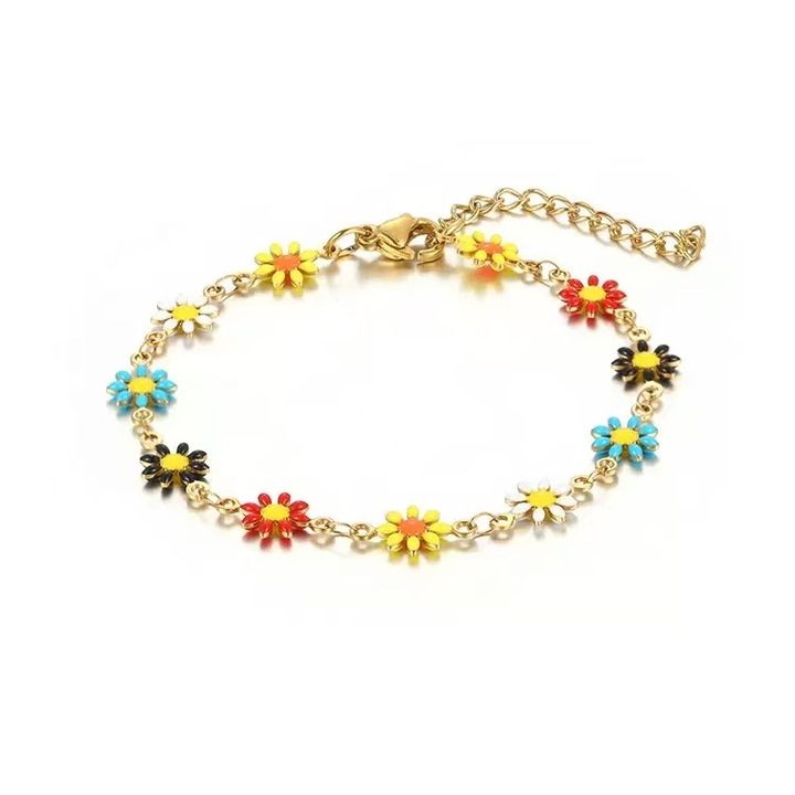Titanium steel jewelry bracelet, colorful chrysanthemum chain bracelet suitable for men and women