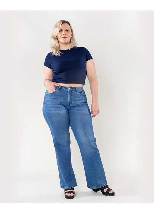 Blugi dama evazati marimi mari Nina Carter albastri P603-5 M10 16966, Albastru