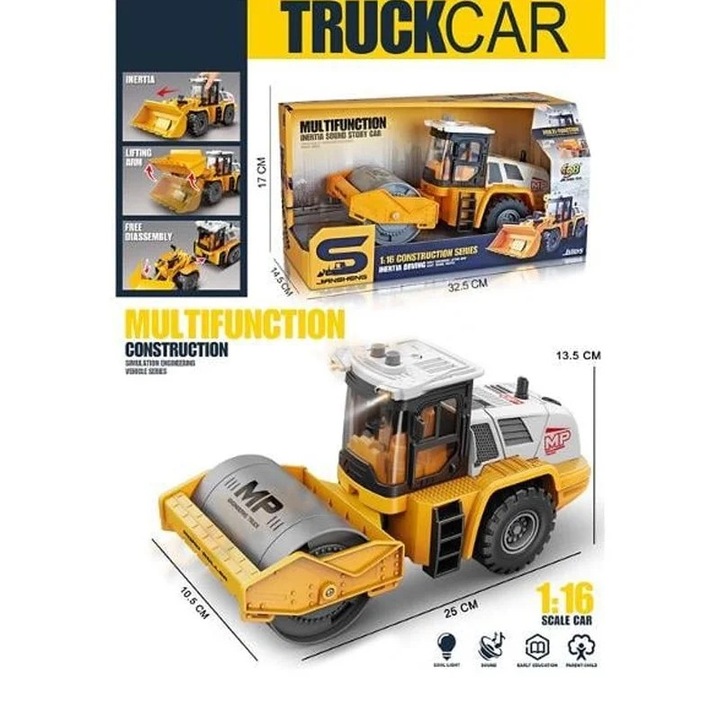 Играчка компактор, триене, звуци, светлини, височина 13,5 см, жълт