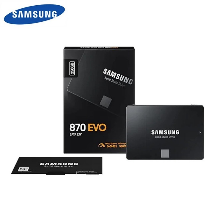 SSD Samsung 870 EVO, 500GB, 2.5", SATA III, 560MB/s четене, 530MB/s запис
