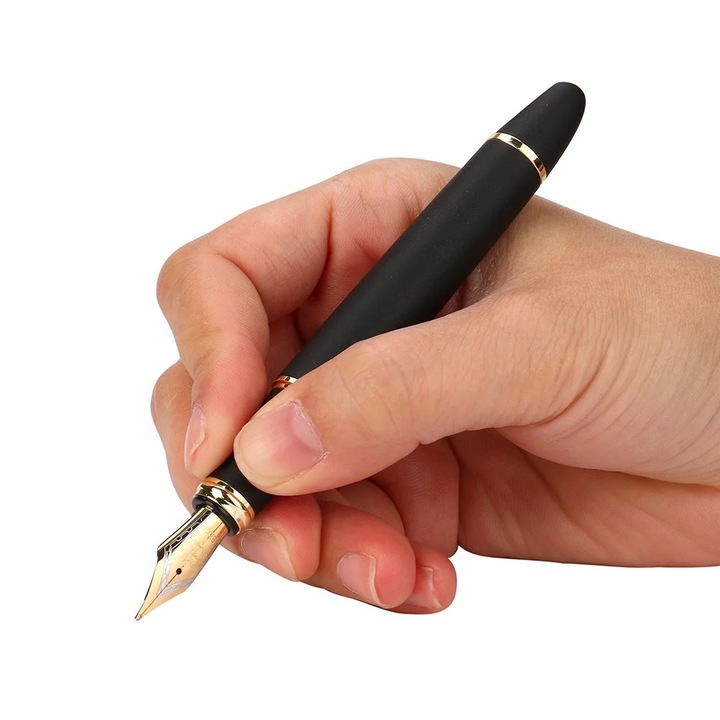 Stilou, JINHAO, plastic, 140x13mm, negru/auriu