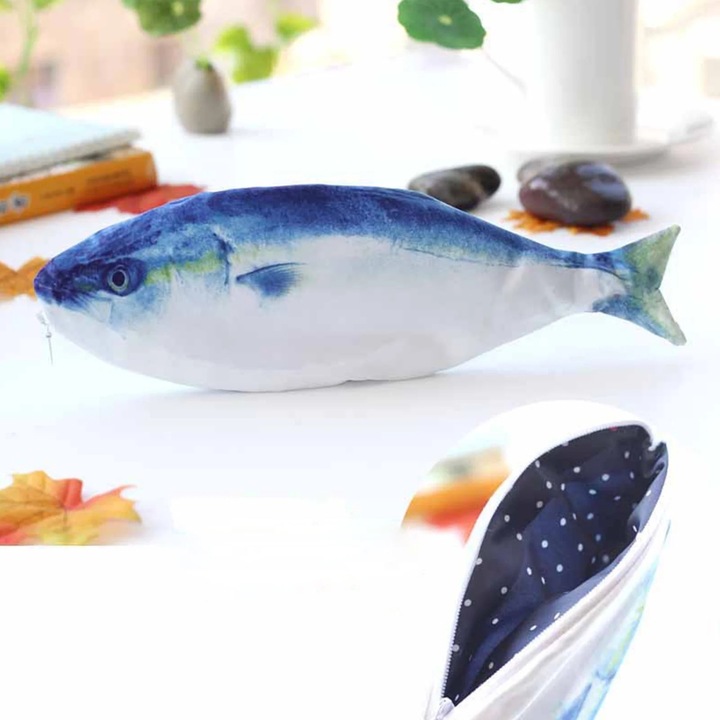Penar creativ in forma de peste, 30x13cm, multicolor, 2 compartimente, pentru fete