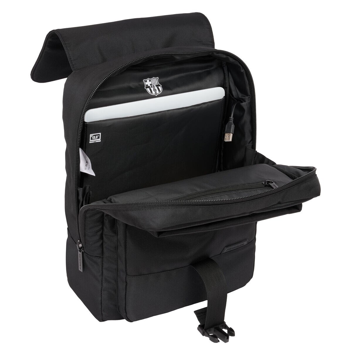 Rucsac laptop F.C. Barcelona, negru, 29x39x12cm, compartiment pentru notebook pana la 13,3"