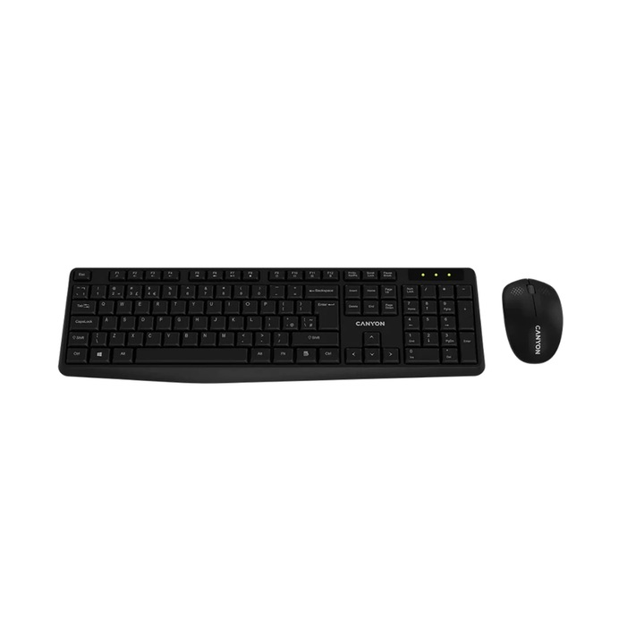 Безжичен комплект Canyon SET-W01 EN/BG, клавиатура и мишка, 2.4GHz, черен