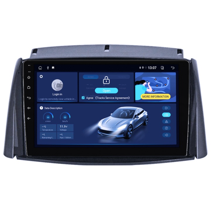 Navigatie dedicata Renault Koleos 2008-2016, 4GB RAM 64GB ROM, Quadcore, Android 14, Display QLED 1K 9", DSP, Carplay&Android Auto, Suport camere AHD