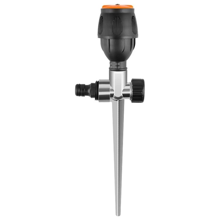 Aspersor de gradina, 4 puncte, rotire automata 360°, distanta medie, negru/argintiu