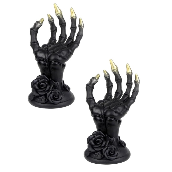 Sculptura de mana din rasina, decor Halloween, detalii realiste, 9.5x9.5x20cm, neagra