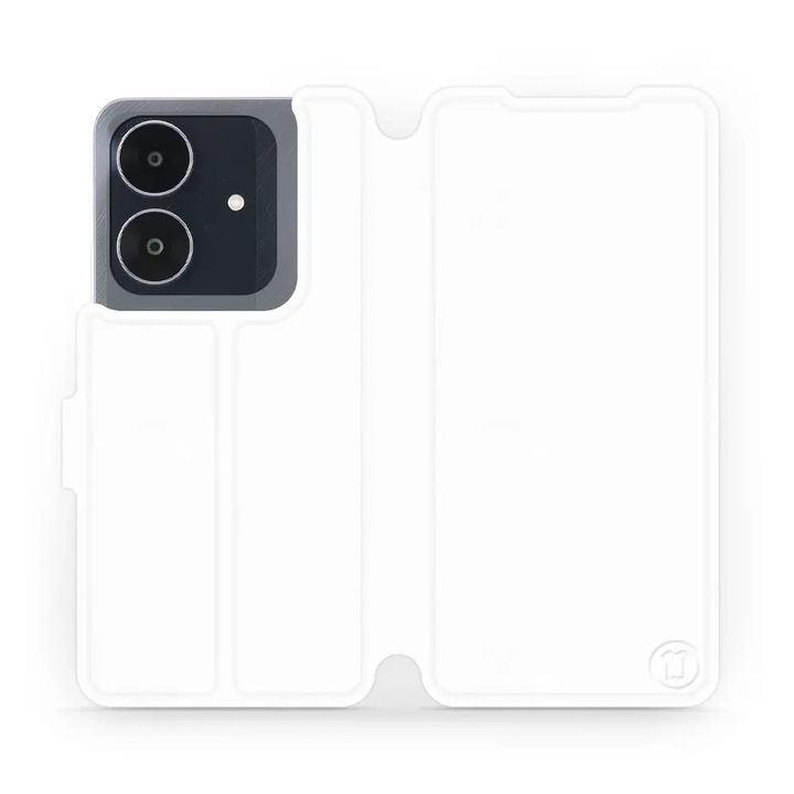 Калъф с флип дизайн Mobiwear за Realme Note 60, бял, елегантен дизайн, удароустойчив, комплект 1 калъф