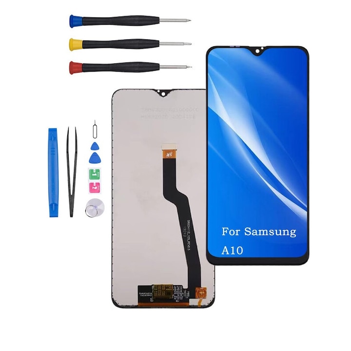 Infinitara тъчскрийн дисплей за Samsung Galaxy A10, черен, 110x180x7.4 мм, комплект инструменти за ремонт