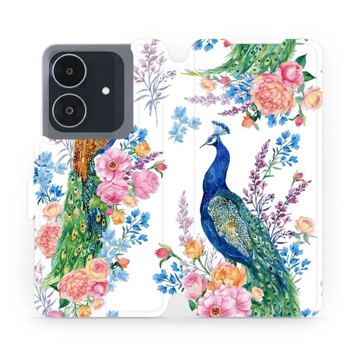 Калъф с обръщащ се капак Mobiwear за Realme Note 60, елегантен дизайн, устойчив на удари и надрасквания, бял, комплект 1 калъф