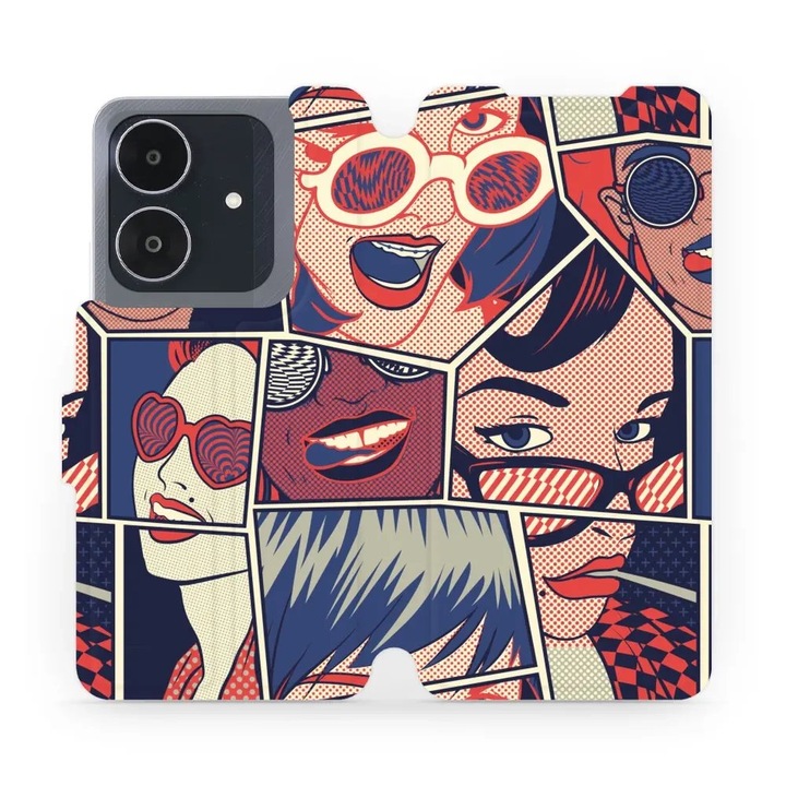 Калъф флип Mobiwear за телефон Realme Note 60, елегантен дизайн, устойчив на удари и надрасквания, многоцветен