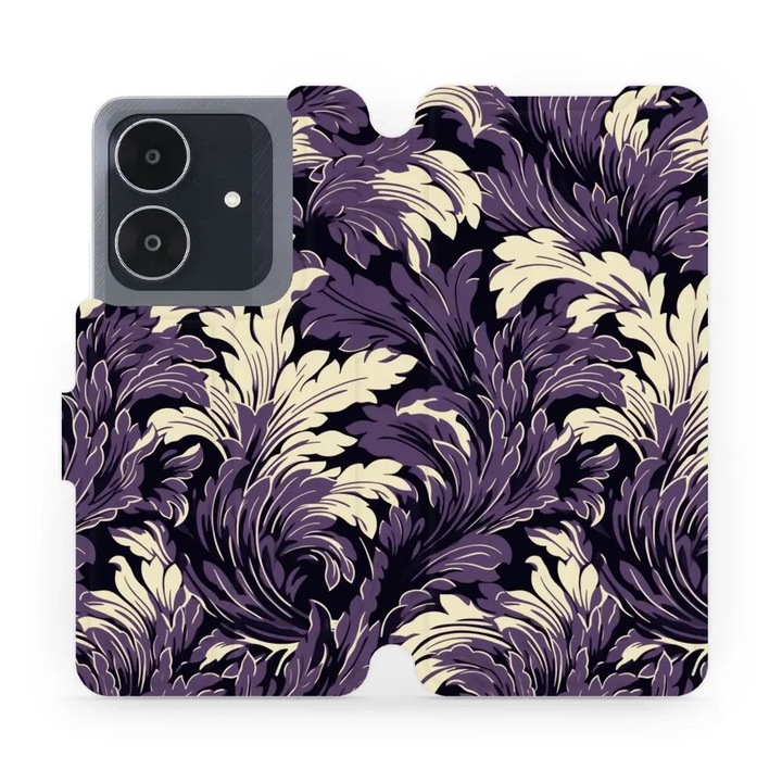 Калъф с флип Mobiwear за телефон Realme Note 60, дизайн цветя, устойчив на удари, многоцветен