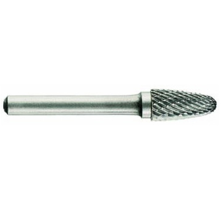 Freza din carbura de tungsten forma F - arcuita cu cap rotunjit, tais dublu (incrucisat) tip D,diametru 6 mm,Tivoly