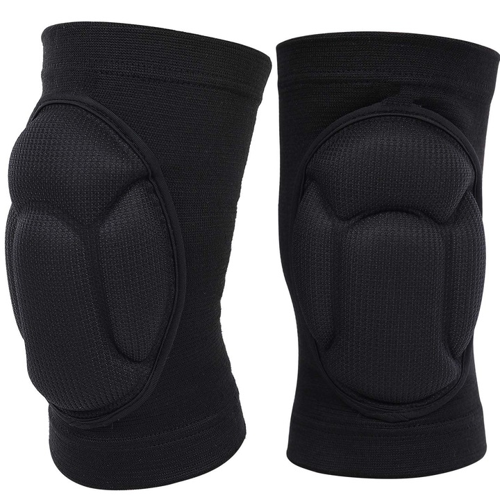 ZYBLSSBB, genunchiere in tricot 3D cu burete amortizor si protectie antishoc pentru sport, negru