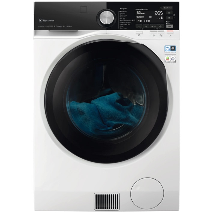 Masina de spalat rufe cu uscator Electrolux PerfectCare900 EW9WN161BCE, Pompa de caldura, Spalare 10 kg, Uscare 6 kg, 1600 rpm, Clasa B , Wi-Fi, Motor Inverter, DualCare, Sensicare