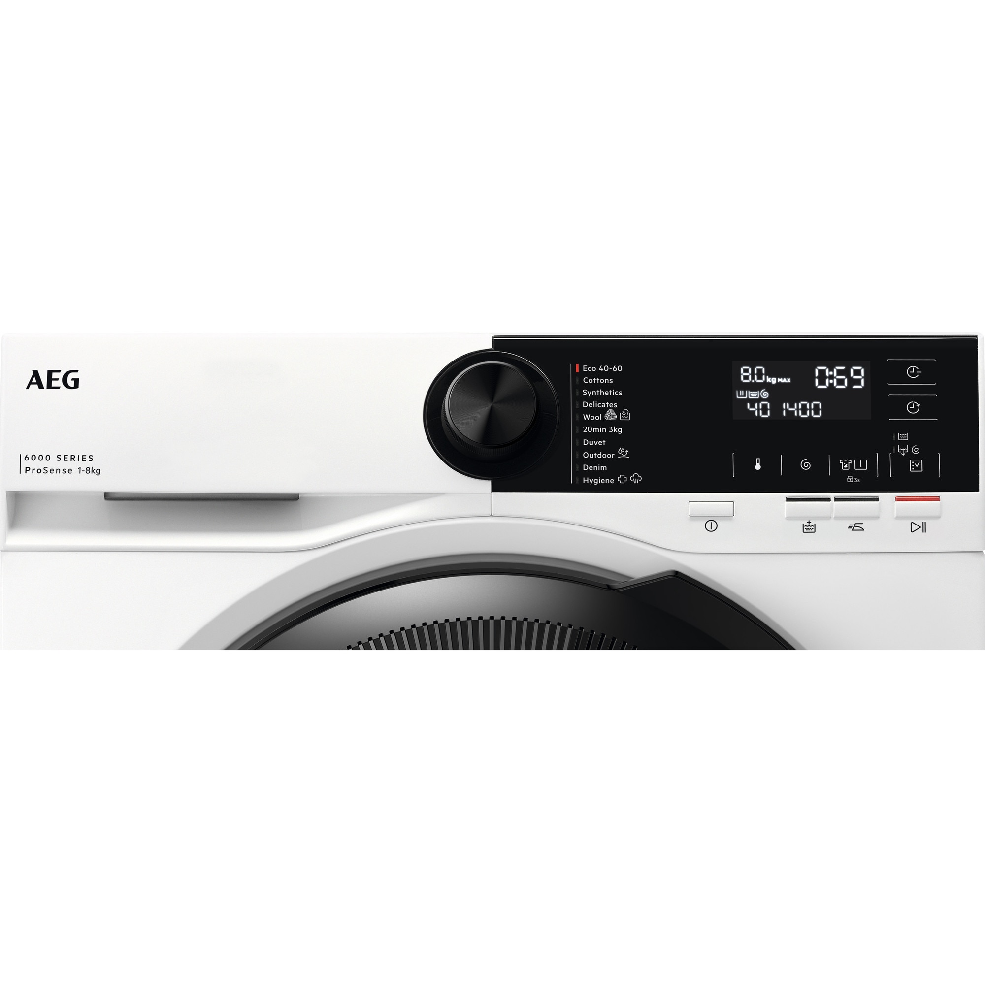 Masina de spalat rufe AEG SERIA 6000 LFR62844BE, 8 kg, 1400 rpm, Clasa A, ProSense, Motor Inverter, Display LED, Alb