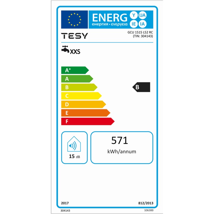 Boiler electric Tesy Compact GCU1515L52RC, 15 L, 1500W, termostat reglabil, montaj sub chiuveta