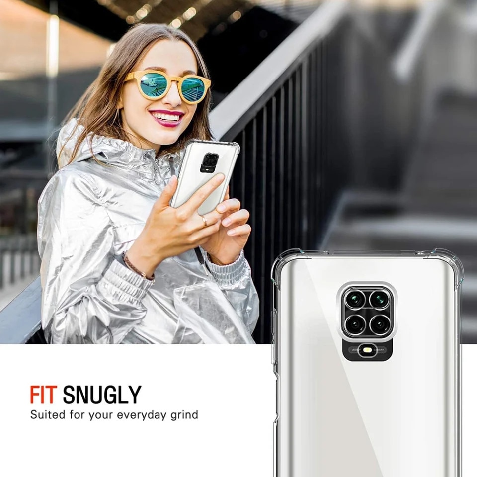 Husa pentru Xiaomi Redmi Note 9 Pro / Redmi Note 9S / Redmi Note 9 Pro Max, SKYDDAR INNOVATION, Shockproof Clear din Silicon Slim, Transparenta, set cu sticker