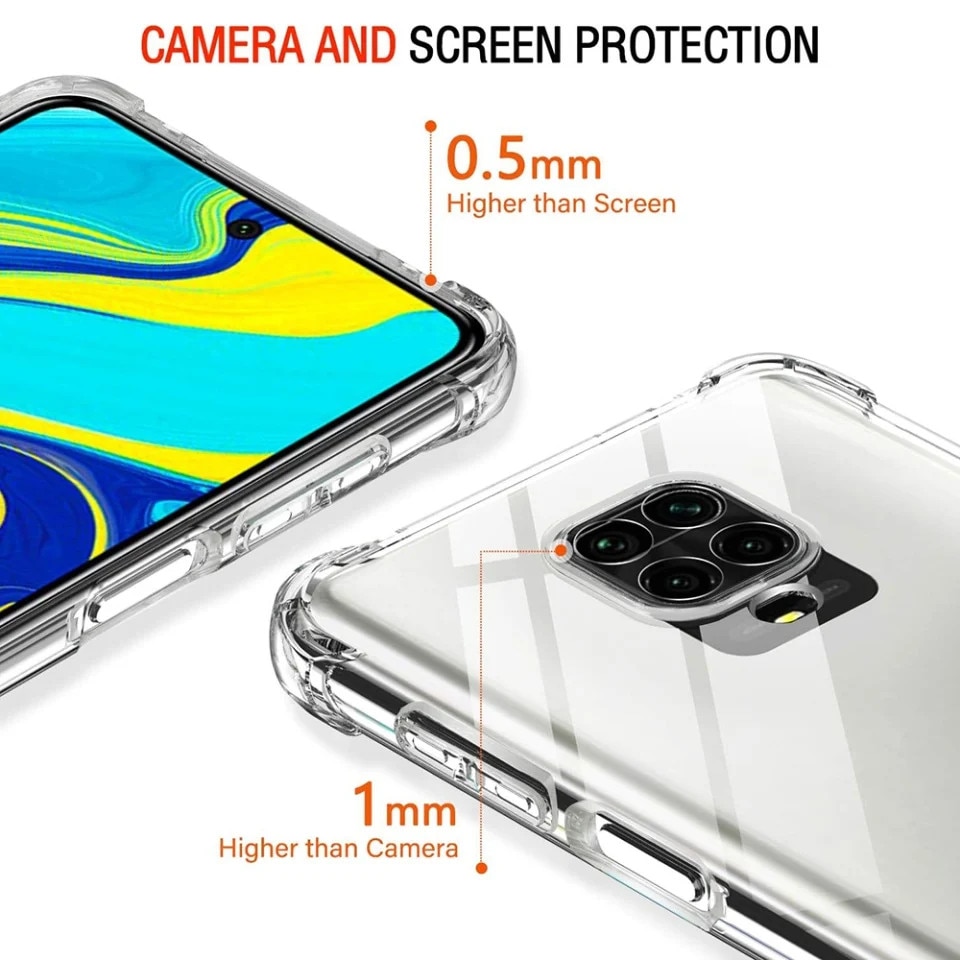 Husa pentru Xiaomi Redmi Note 9 Pro / Redmi Note 9S / Redmi Note 9 Pro Max, SKYDDAR INNOVATION, Shockproof Clear din Silicon Slim, Transparenta, set cu sticker
