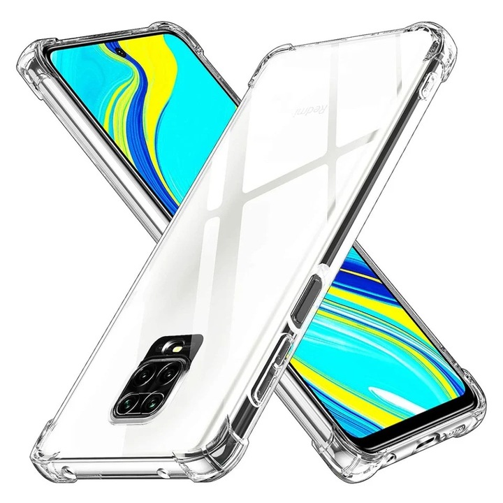 Husa pentru Xiaomi Redmi Note 9 Pro / Redmi Note 9S / Redmi Note 9 Pro Max, SKYDDAR INNOVATION, Shockproof Clear din Silicon Slim, Transparenta, set cu sticker