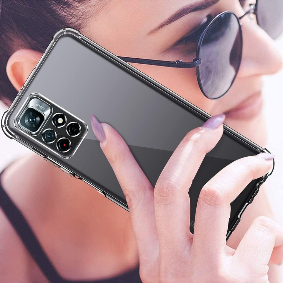 Husa pentru Xiaomi Redmi Note 11 / Redmi Note 11S, SKYDDAR INNOVATION, Shockproof Clear din Silicon Slim, Transparenta, set cu sticker