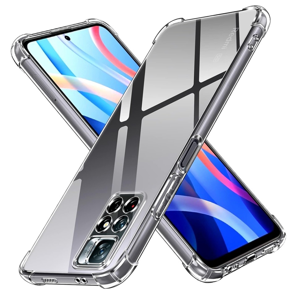 Husa pentru Xiaomi Redmi Note 11 / Redmi Note 11S, SKYDDAR INNOVATION, Shockproof Clear din Silicon Slim, Transparenta, set cu sticker
