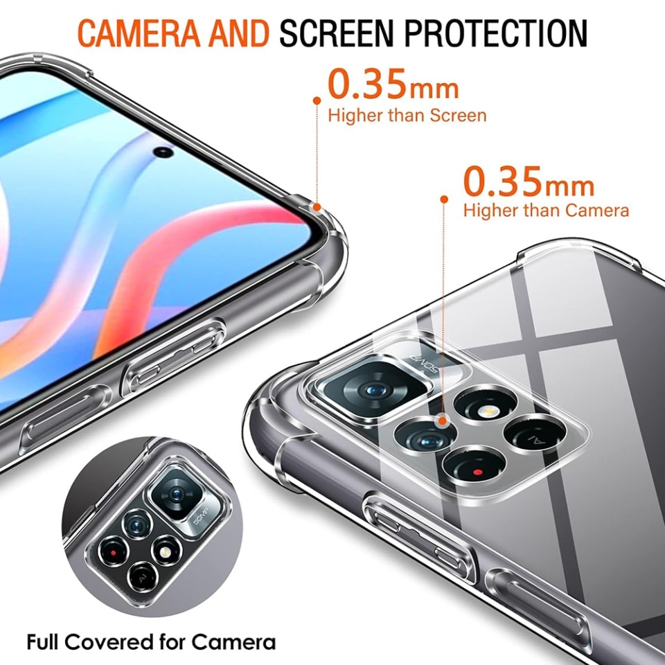 Husa pentru Xiaomi Redmi Note 11 / Redmi Note 11S, SKYDDAR INNOVATION, Shockproof Clear din Silicon Slim, Transparenta, set cu sticker