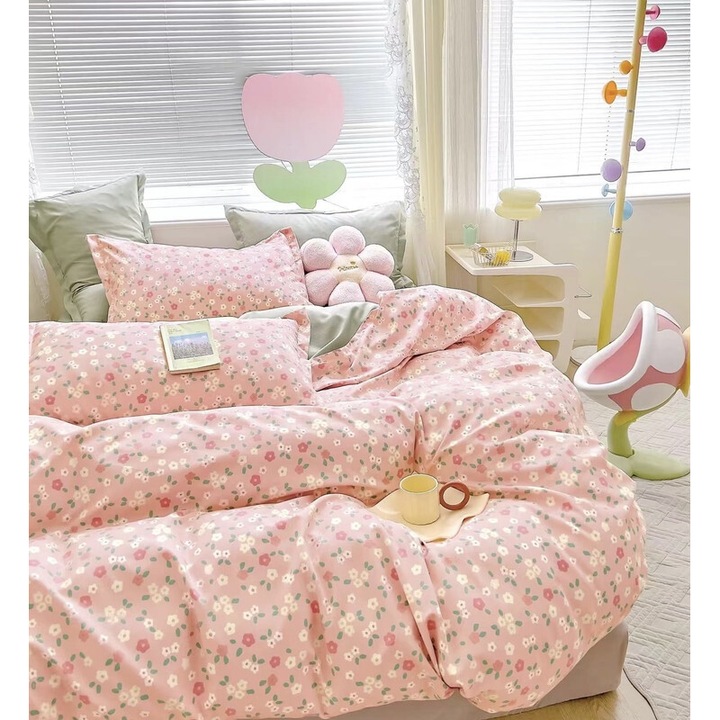 Nonsuch pamut ágyneműgarnitúra, 3 részes, rózsaszín, 1 személyes