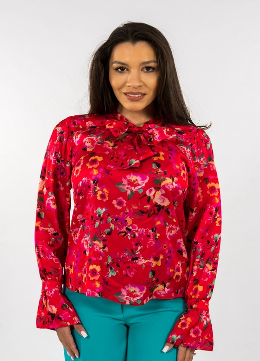 Bluza Rosie Florala Satinata, Rosu