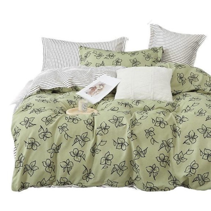 Nonsuch pamut ágyneműgarnitúra, 3 részes, zöld, mosható, kopásálló