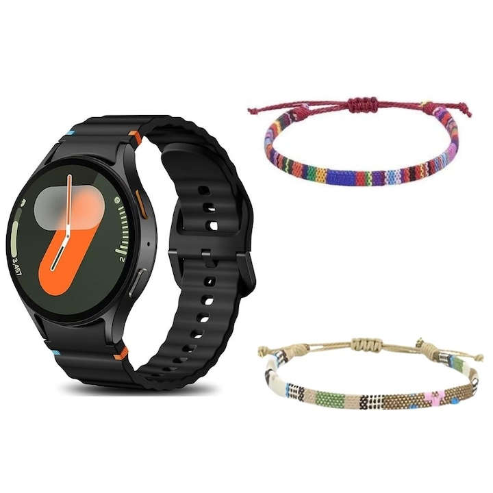 Каишка Samsung Galaxy Watch 7, 20 mm, за Galaxy Watch4/5/6/7/FE, Съвместим с Galaxy Watch FE, Galaxy Watch 4/4 Classic, Galaxy Watch 5/5 Pro, Galaxy Watch 6/6 Classic, с 2 плетени гривни, комплект плажни гривни/колезени