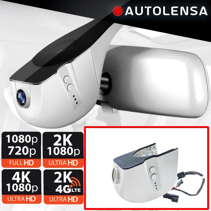 Camera DVR Audi AD02 2008-12 A3, A4, A6, A8, Q5, Q7, R8, TT, camera fata 1080p Autolensa, 24/7 Gri AD02, Negru, Fata+Spate 1080p-720p