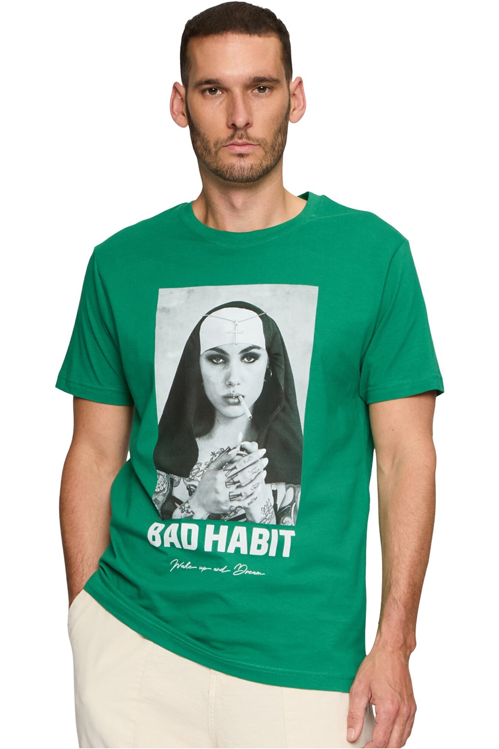 Mister tee, Tricou cu imprimeu foto, Verde marin, M
