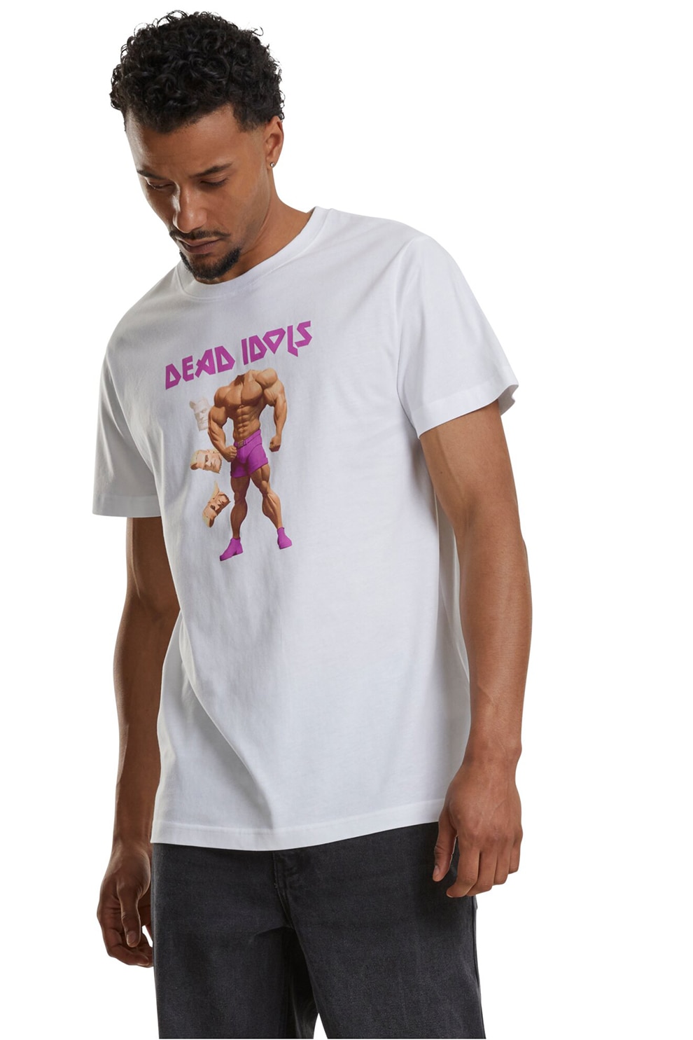 Mister tee, Tricou din bumbac cu imprimeu grafic, Fucsia, Alb optic, XS