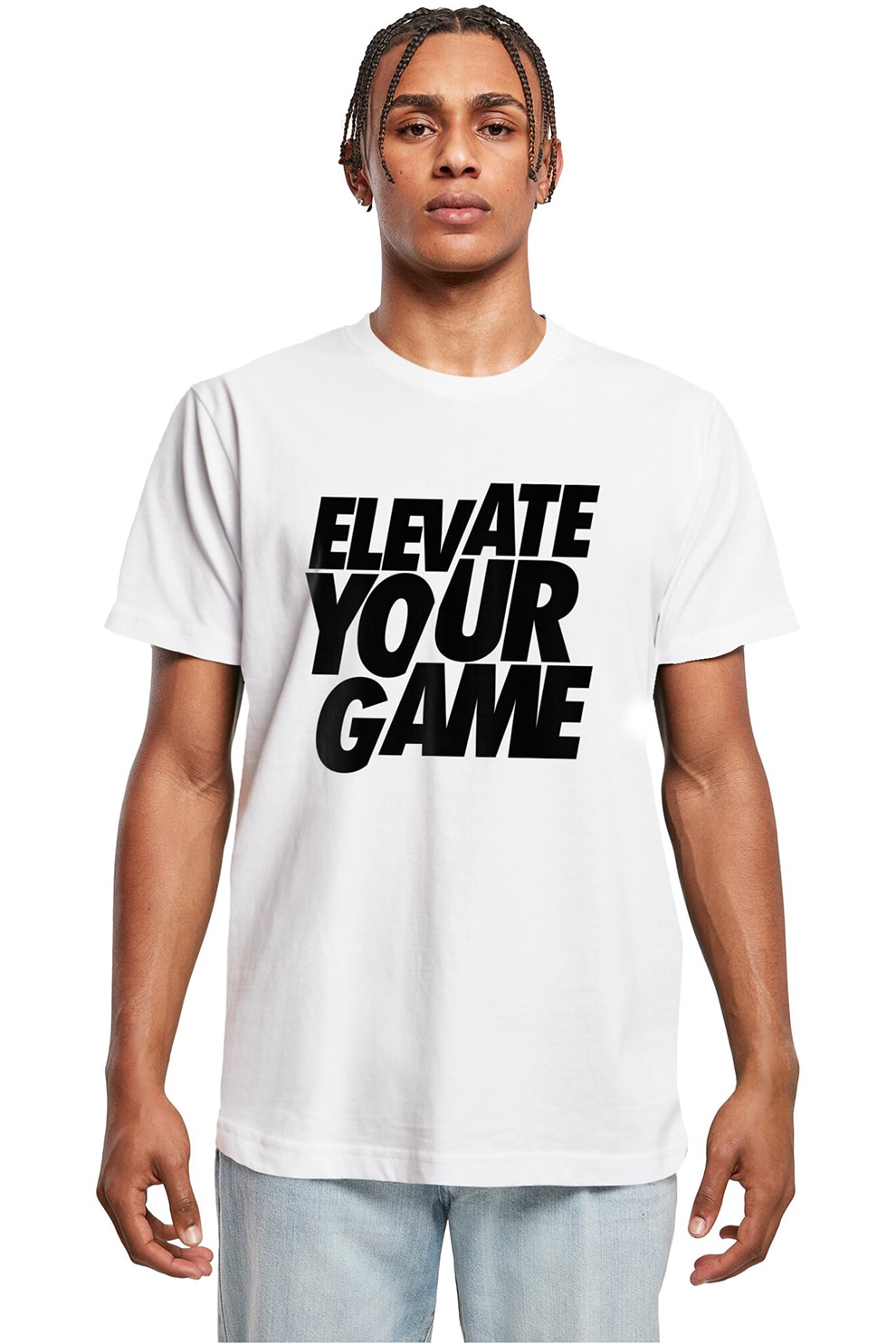 Mister tee, Tricou din bumbac cu imprimeu text, Negru stins, Alb optic, XS