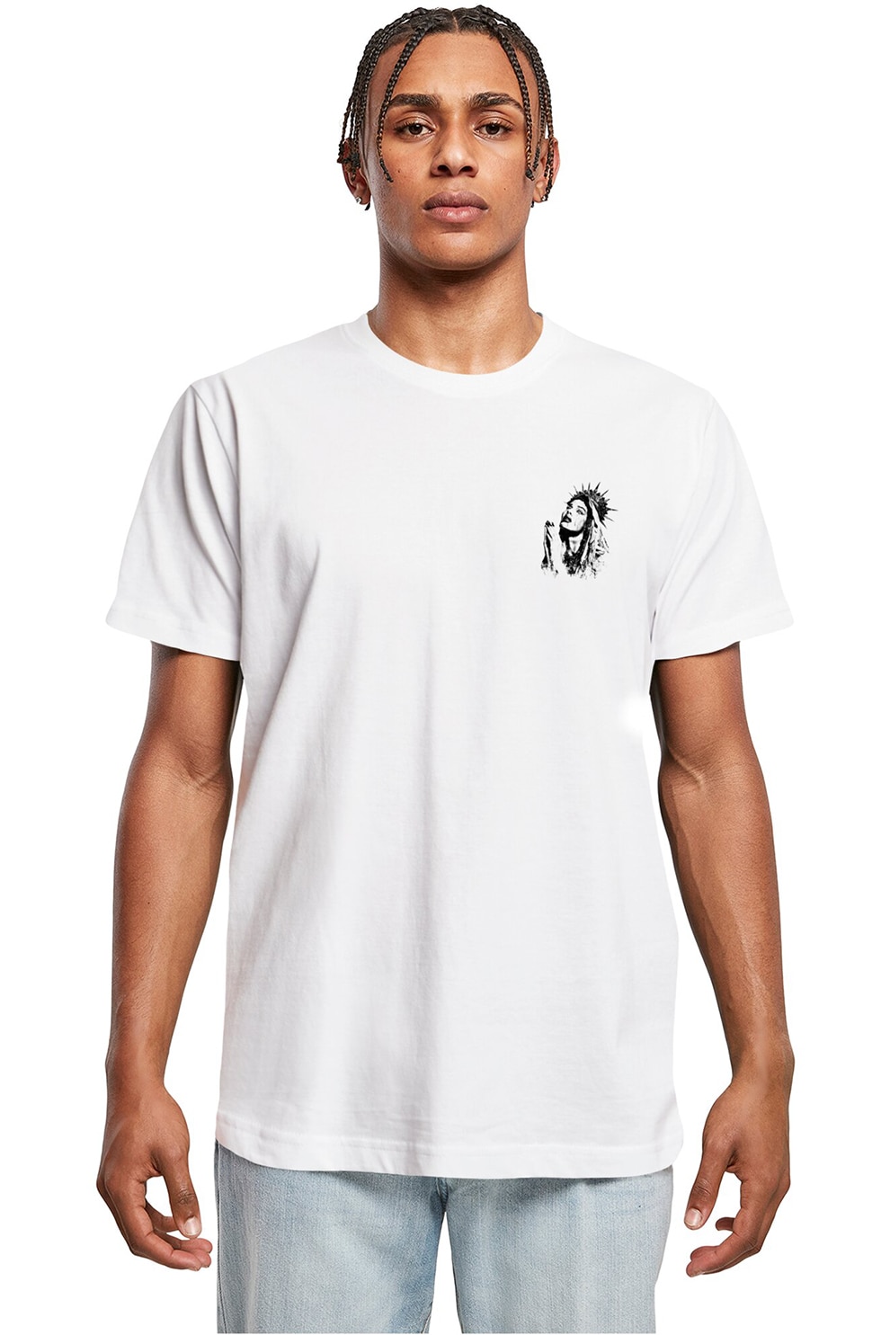 Mister tee, Tricou cu imprimeu pe partea din spate, Negru, Alb optic, XS