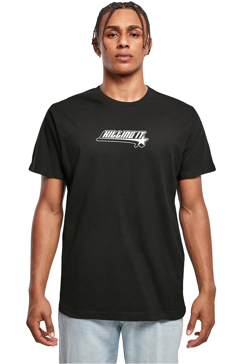 Mister tee, Tricou cu detaliu text, Negru, Alb optic, M