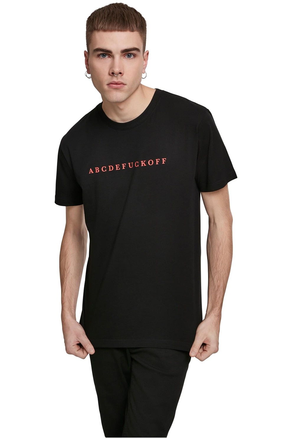 Mister tee, Tricou din bumbac cu imprimeu text, Rosu, Negru, S