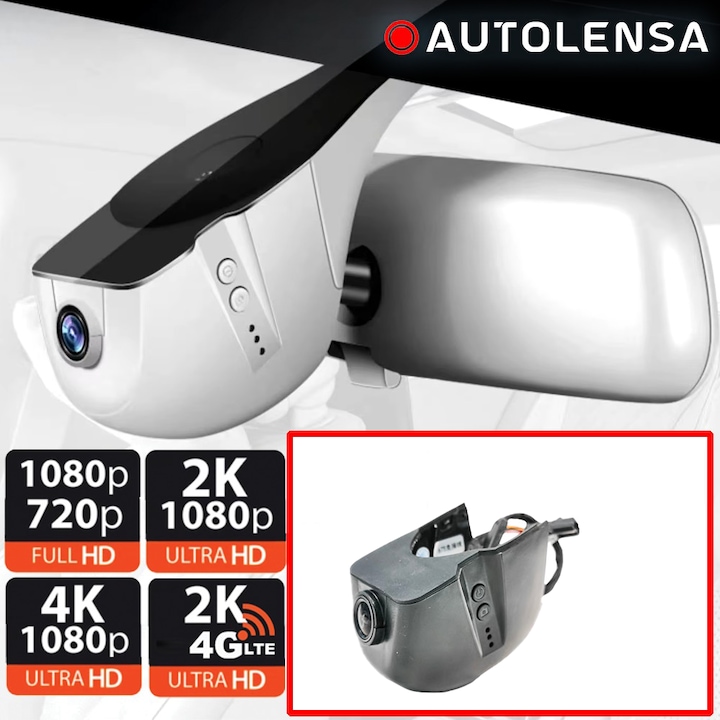 Видеорегистратор Audie A3, A4 B9, A7 C8, Q2, Q7 Premium, предна-задна камера 1080p-720p Autolensa, 24/7 сива AD03, черна, предна 1080p