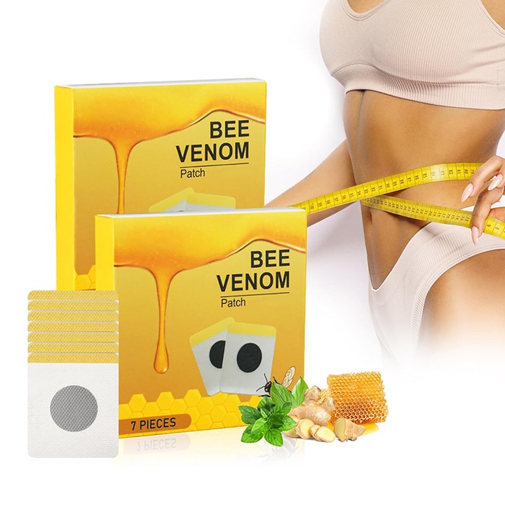 Комплект от 14 пластира за детоксикация и отслабване, Chucai, пчелна отрова, екстракт от джинджифил, лимфен дренаж, за оформяне на тялото