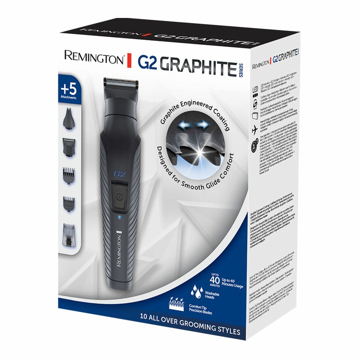 Aparat de tuns Remington, negru, inox, autonomie 40 minute, accesorii incluse