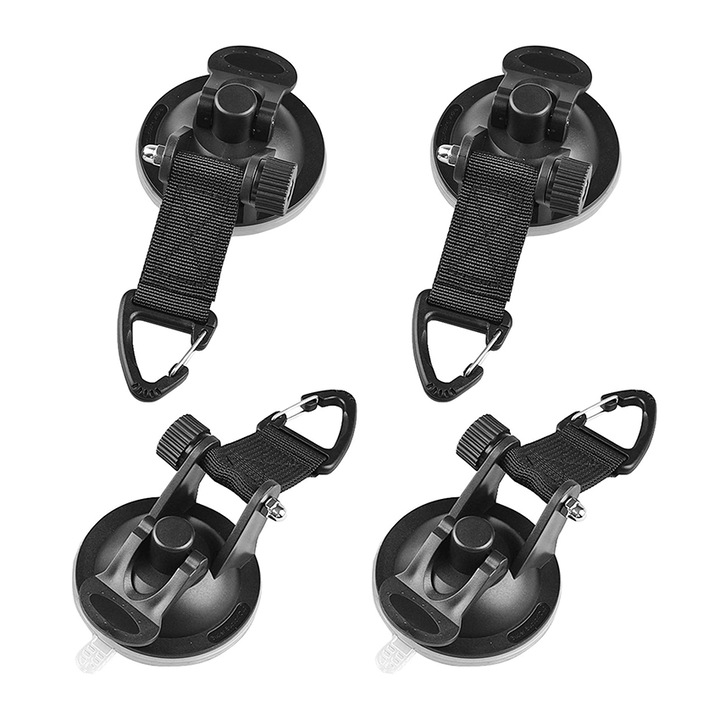 Set 4 ventuze puternice, 10 kg, pentru calatorii, corturi, copertine, activitati in aer liber, 9 cm, Negru