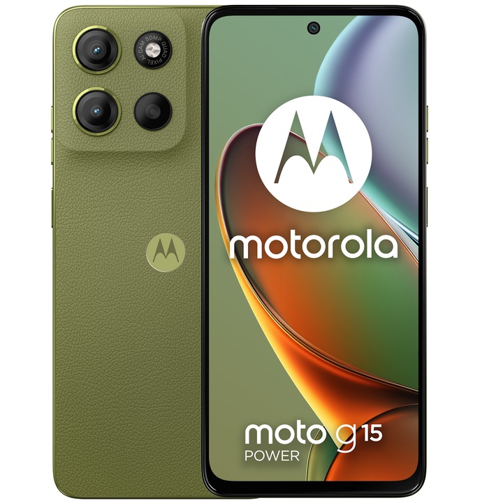 Мобилен телефон Motorola moto g15 power, Dual SIM, 256GB, 8GB RAM, 6000 mAh, Iguana Green