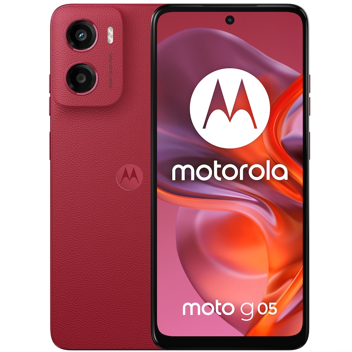 Мобилен телефон Motorola moto g05, Dual SIM, 128GB, 4GB RAM, 5200 mAh, Plum Red